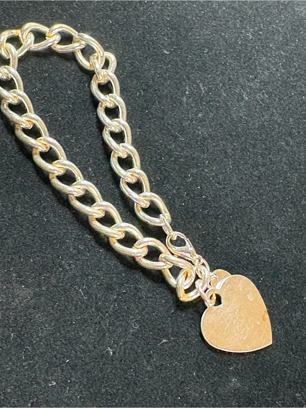 Claire's Silver Heart Charm Link Bracelet